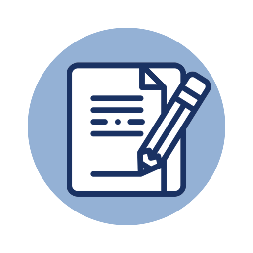 Story-Check Icon: Stift auf Notizbuch